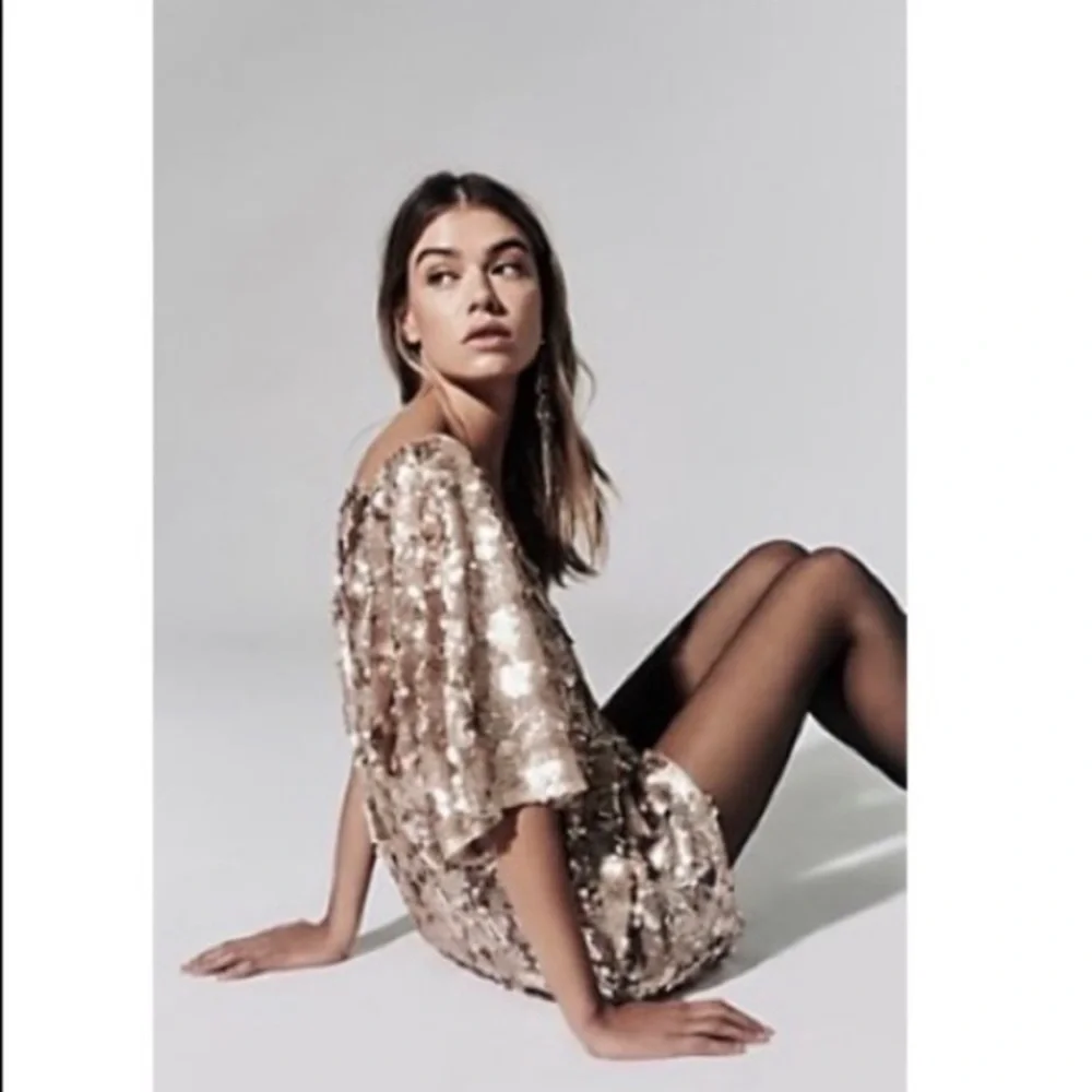 Free People Sequin Mini Dress in Rose Gold - Picture 2 of 10